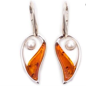 Amber Pearl Sterling Silver Earrings
